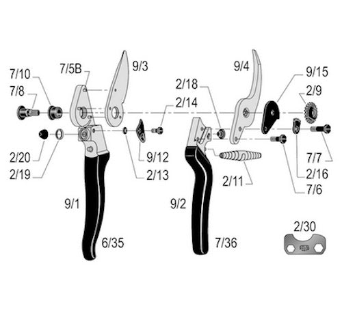 FELCO 9 Pruning shear for LEFTIES, Left-hand