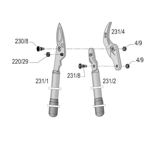 FELCO 231 Two-hand pruning shear | Lever-action lopper with curved anvil